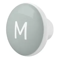 Minimalist White Print Monogram on Grey Ceramic Knob