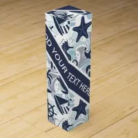 Nautical Beach Pattern Navy ID839 Wine Box