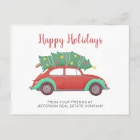 Cute Christmas Tree Car Corporate Business Holiday Postcard