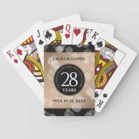 Elegant 28th Linen Wedding Anniversary Celebration Playing Cards
