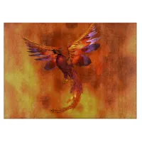 Colorful Phoenix Flying Against a Fiery Background Cutting Board
