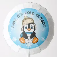 Cute Baby Penguin with Snowflakes Background Balloon