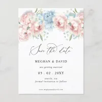 Elegant Summer Spring Blush Floral Save the Date Announcement Postcard