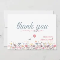 Watercolor Wild Floral Wedding Thank You Card