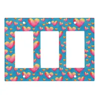 Multicolored Watercolor Hearts Light Switch Cover