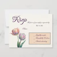 Romantic and Poetic Pastel Tulips Watercolor RSVP Card