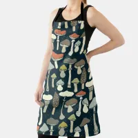 Woodland Mushrooms Pattern Rustic Apron