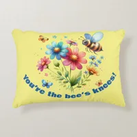 Floral Watercolor Monogram You're the Bee's Knees  Accent Pillow