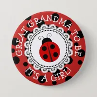 "Great GrandmaTo Be" Ladybug Baby Shower Button