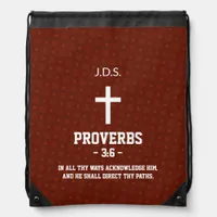 Burgundy Pattern Bible Chapter Verse Christian Drawstring Bag