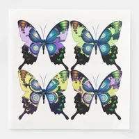 Aqua, Pink, and Yellow -  Elegant Butterflies Paper Dinner Napkins