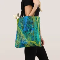 Fishing Net Blue and Yellow Tote Bag