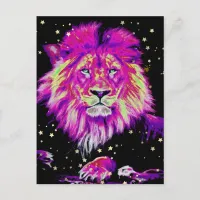 *~* Artsy AP23 Artistic Celestial  BOLD PINK LION Postcard