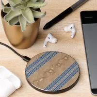 Southwest Pronghorn Antelopes Blue & Brown Border Wireless Charger