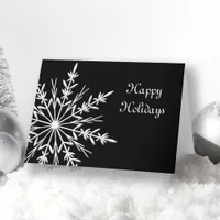 Snowflake on Black Business Christmas Holiday Card