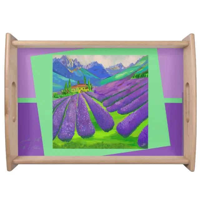 Lavender fields in the mountains - Art Serving Tray