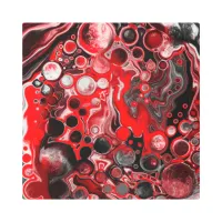 Red, White and Black Pour Painting Fluid Art