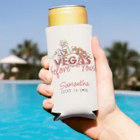 Vegas Before Vows Casino Lucky Modern Bachelorette Seltzer Can Cooler