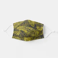 Tropical Yellow Palm Leaf on Grey Black Adult Cloth Face Mask