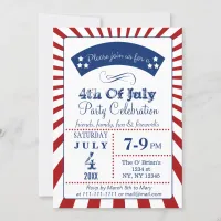 Retro Vintage 4th of july party invitations