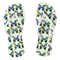 Aqua, Pink, and Yellow -  Elegant Butterflies Flip Flops