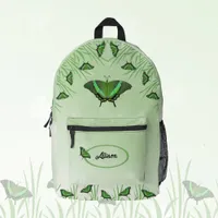 Green butterfly on light green  - customizable  printed backpack