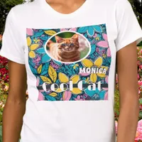 Hippie Retro Flowers Groovy Cool Pet Photo Cat T-Shirt