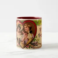 Victorian Valentines Couple Two-Tone Coffee Mug