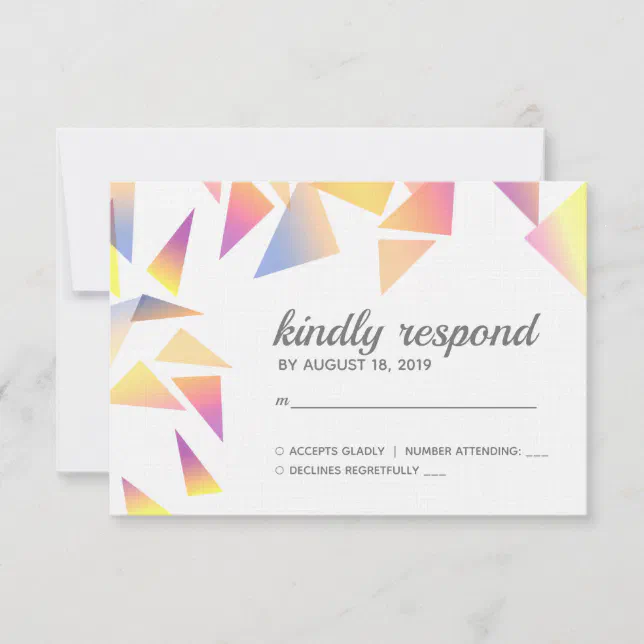 Pastel Multi-Colored Confetti White Wedding RSVP Card