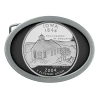 Faux Iowa State Quarter Oval Belt Buckle