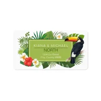 Watercolor Tropical w/Toucan Wedding Green ID577 Label