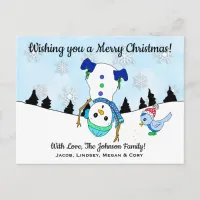 Wishing you a Merry Christmas Upside Down Snowman Postcard