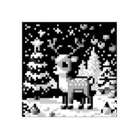 Christmas Reindeer Winter Wonderland Pixel Art Rubber Stamp