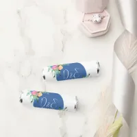 Blue Floral Pink Rosebud Wedding Personalized Breath Savers® Mints