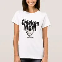 Black and White Vintage Chicken Mom  T-Shirt