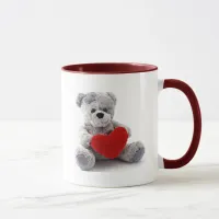 Grey Bear With Heart Mug