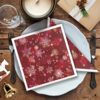 Prettiest Snowflakes Pattern Red ID846 Paper Dinner Napkins