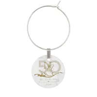 Anniversary Elegant Monogram Wine Charm