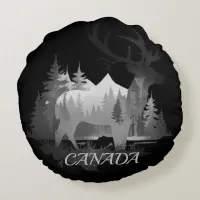 Dear Stag Canada Black & White Fade Round Pillow