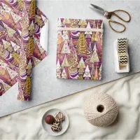 Magenta Gold Christmas Pattern#25 ID1009 Wrapping Paper