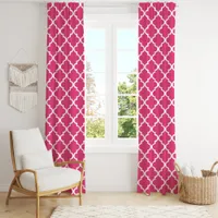 Hot Pink Moroccan Quatrefoil Trellis Blackout Curtains