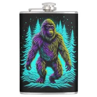 Sasquatch Bigfoot in Teal and Black Flask