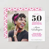 Budget Hot Pink Damask Pattern 50th Birthday