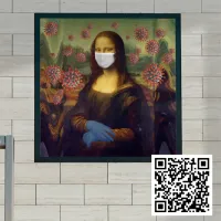 Masked Mona Lisa Playing Safe Around Coronavirus Poster