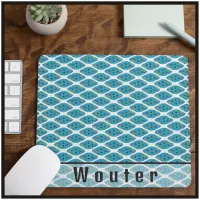 Custom Name Ocean Blue Green White Geo Pattern  Mouse Pad