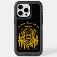 Bison Buffalo Head Illustration Amid Tall Trees iPhone 15 Pro Max Case