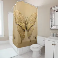 Golden Grace: The Enchanting Butterfly Shower Curtain