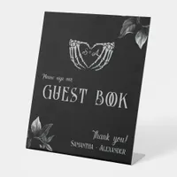 Gothic Heart Whimsigoth Silver Wedding Guest Book Pedestal Sign