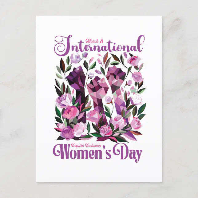 International Women's Day Floral Fists Postcard