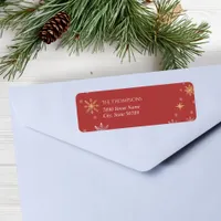 Modern Winter Snowflakes Red Holiday Label